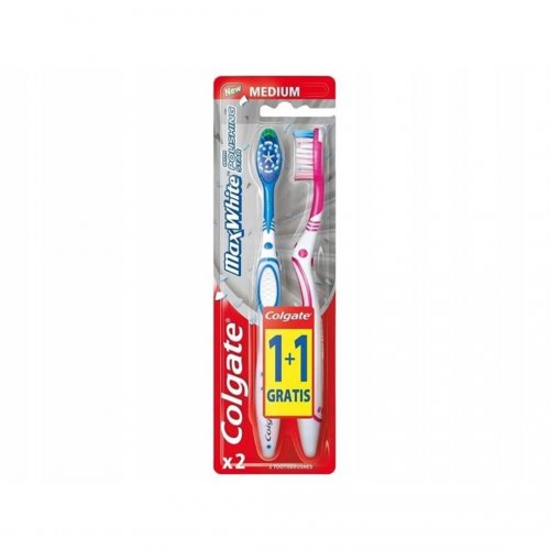 Colgate Δώρο 1+1 360 Max White Medium Οδοντόβουρτσα Μπλε-Ροζ Ενηλίκων Μέτρια για Ολοκληρωμένο Καθαρισμό της Στοματικής Κοιλότητας, 2 τεμάχια
